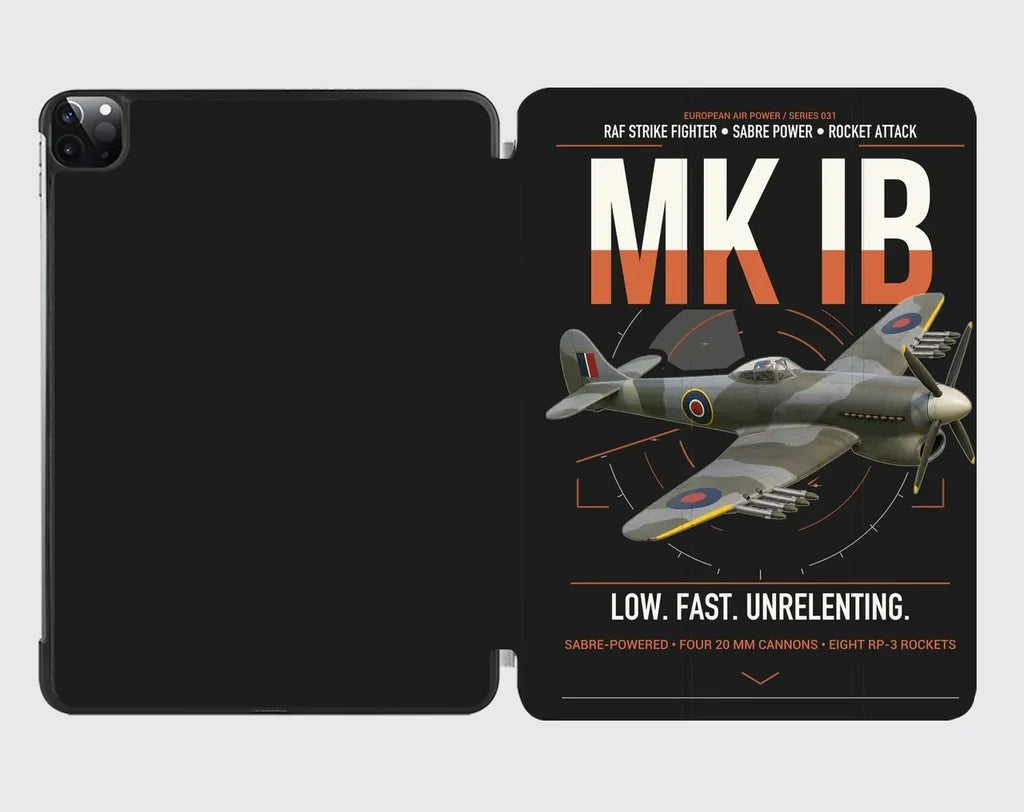Hawker Typhoon Mk IB design on black ipad tablet case