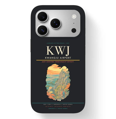 Gwangju Airport (KWJ) design on black iPhone 17 Pro MagSafe case