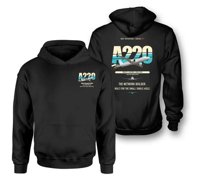 Airbus A220-300 design on black hoodie