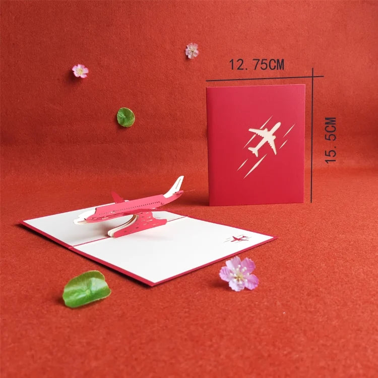 Airplane Red Paper Cuttings 3D greeting card aviation pilot essential in premium aviation-grade build.