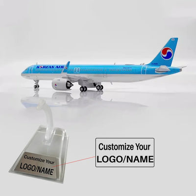 Side view of Korean Air Airbus A321Neo Airplane Model HL8505 (1/400 Scale) aviation 16-18cm scale model aircraft in diecast model.
