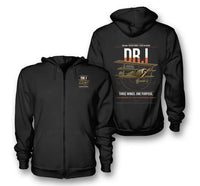 Thumbnail for Fokker Dr.I design on black premium zipped hoodie, double-side print