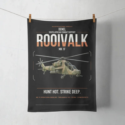 Denel Rooivalk Mk 1F design on black towel