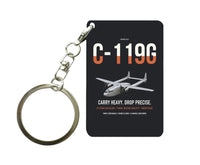 Thumbnail for C-119G Flying Boxcar design on black designed key chain, double-side print
