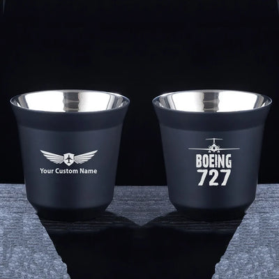 Boeing 727 & Plane aviation design on double-wall coffee mug, vacuum-insulated double-wall.