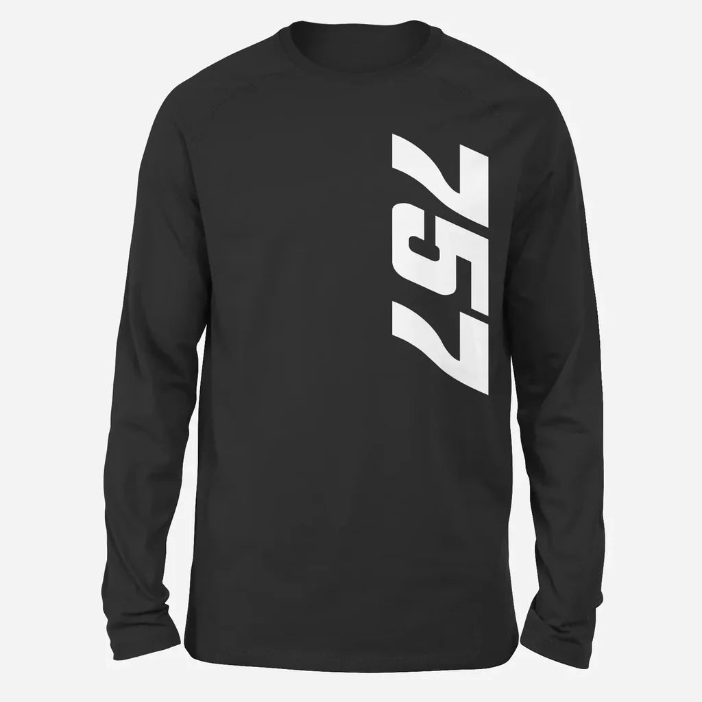 Boeing 757 Text Long-Sleeve aviation design printed on soft cotton long-sleeve T-shirt.