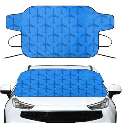 Blue Seamless Airplanes Car aviation design on car windshield cover.