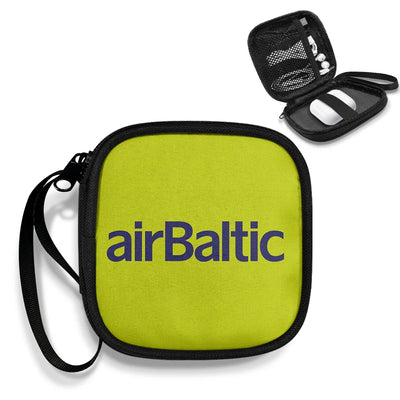Airbaltic Airlines Portable aviation design portable headphone bag, padded polyester construction.
