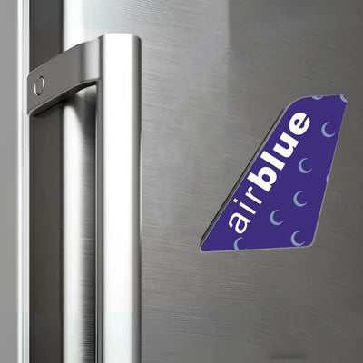 Air Blue aviation design tail magnet in 3D metal with magnetic back.
