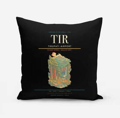 Tirupati Airport (TIR) design on black pillow