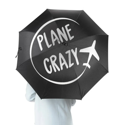 Plane Crazy aviation design on windproof polyester umbrella.