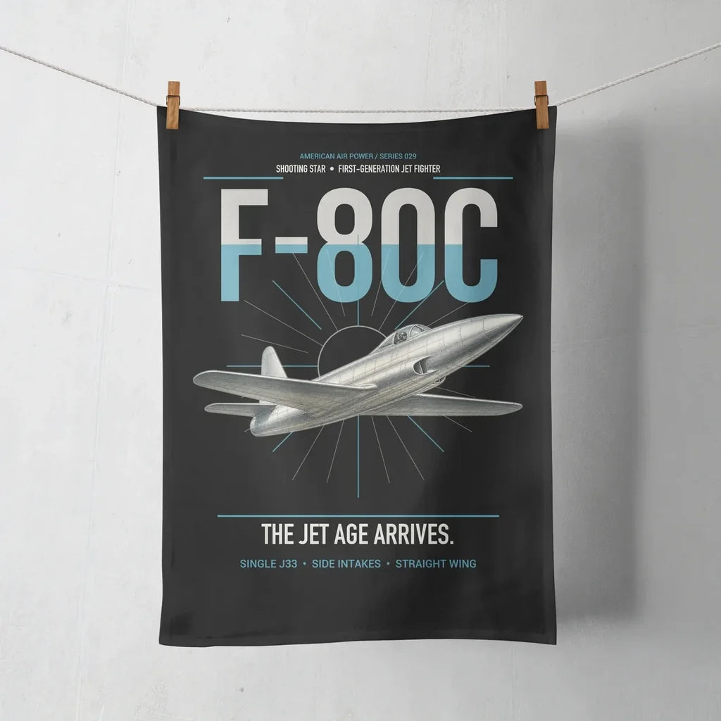 F-80C Shooting Star design on black towel