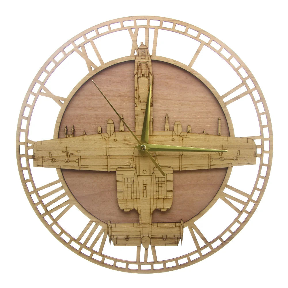 A-10 Warthog aviation design on premium wood wooden wall clock.