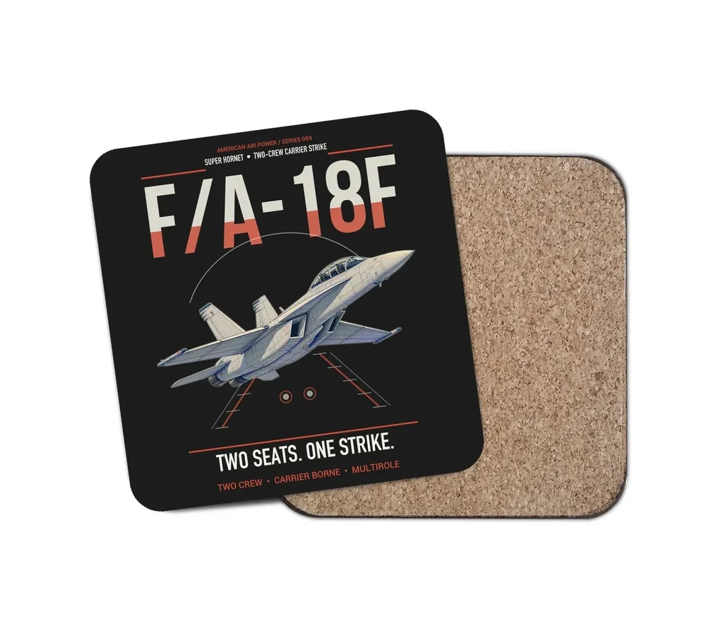 F-A-18F Super Hornet design on black 1 piece coaster