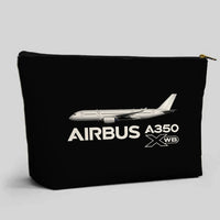Thumbnail for The Airbus A350 WXB aviation print zipper pouch, durable polyester.