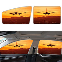 Thumbnail for Landing Aircraft During Sunset Car Sun Shade (Side window) aviation design on reflective polyester car side window sun shade.