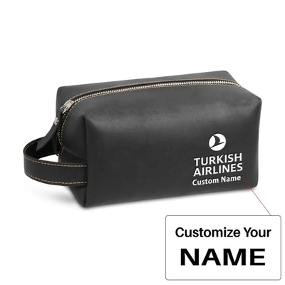 Turkish Airlines Leather Clutch aviation leather clutch toiletry bag in leather.