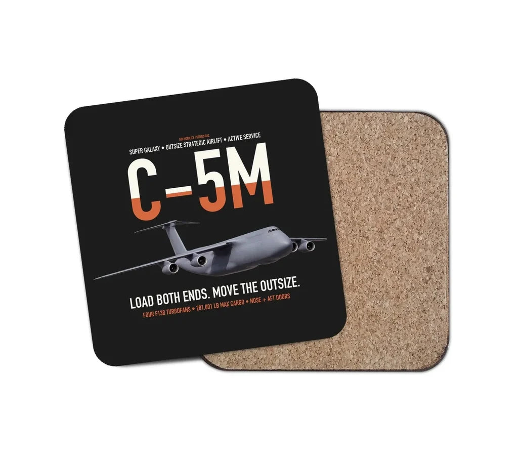 C-5M Super Galaxy design on black 1 piece coaster