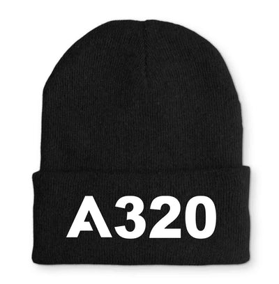 Airbus A320 Flat Text Embroidered aviation embroidery on soft knit fabric beanie.
