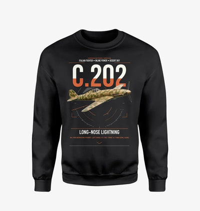 Macchi C.202 Folgore design on black sweatshirt