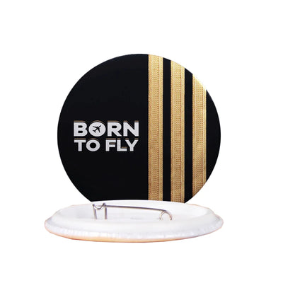 Born To Fly & Pilot Epaulettes (3 Lines) aviation design pin in polished enamel.