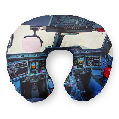 Airbus A350 Cockpit Travel & Boppy aviation design on memory foam with soft cover travel pillow.