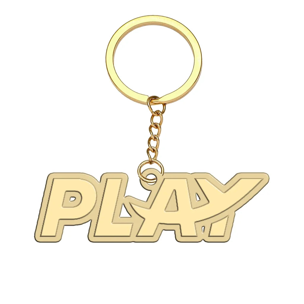 Play Airlines aviation hollow key chain in polished alloy.