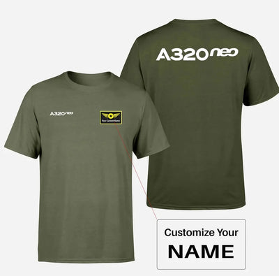 A320neo & Text aviation design printed on soft cotton double-side print T-shirt.