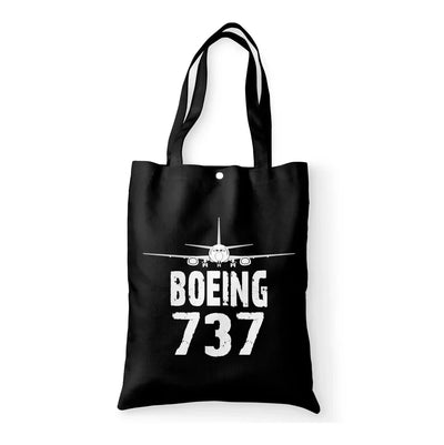 Boeing 737 & Plane aviation print tote bag, canvas.