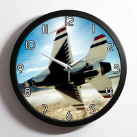 Thumbnail for Turning Right Fighter Jet 16 aviation design on premium wood and metal wall clock.