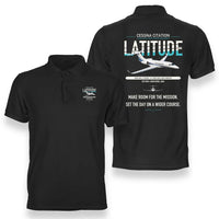 Thumbnail for Cessna Citation Latitude design on black double-side polo t-shirt, double-side print