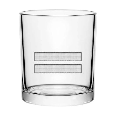 Silver Pilot Epaulettes (2 Lines) aviation design on whiskey glass, special-edition crystal cut.