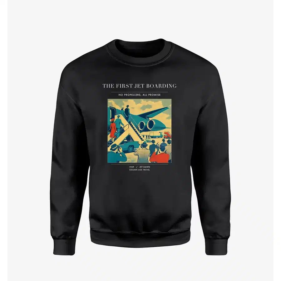 VINTAGE G4228 - The First Jet Boarding - Designed Sweatshirts design on black