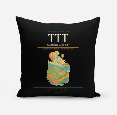 Taitung Airport (TTT) design on black pillow