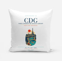 Thumbnail for Paris Charles de Gaulle Airport (CDG) design on white pillow