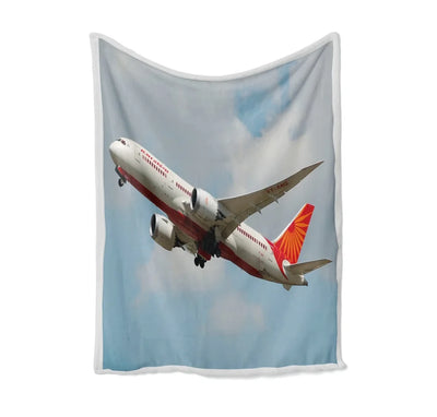 Air India's Boeing 787 Bed Blankets & aviation print on soft fleece blanket.