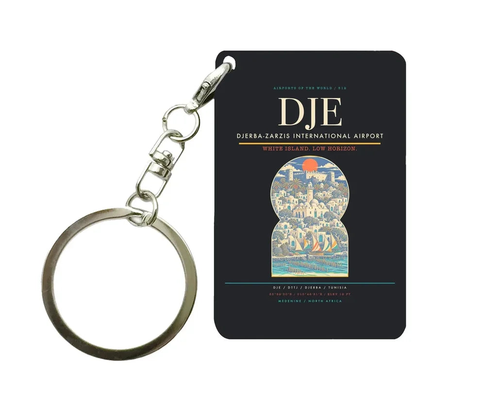 Djerba-Zarzis International Airport DJE Key Chain design on black key chain