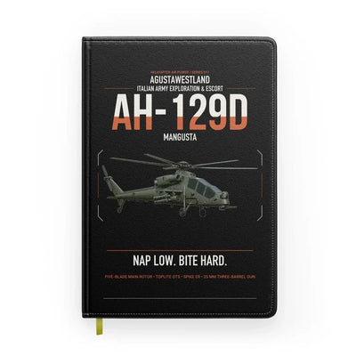 AgustaWestland AH-129D Mangusta design on black notebook