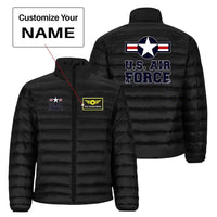 Thumbnail for US Air Force aviation design printed on quilted padding with insulated lining padded jacket.