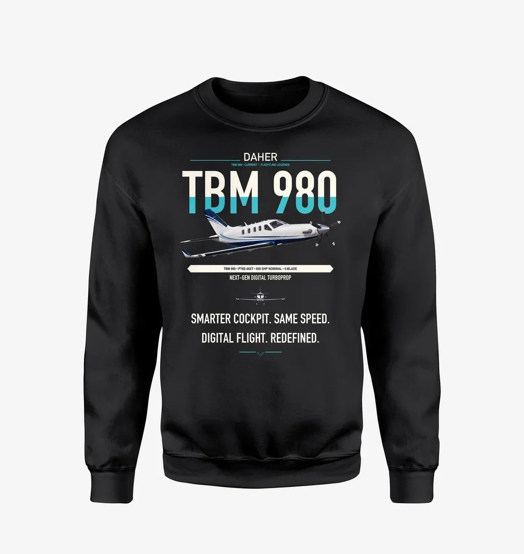 Daher TBM 980 design on black sweatshirt