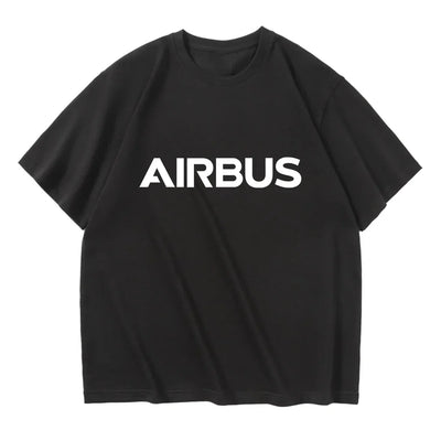 Airbus & Text aviation design printed on soft cotton relax-fit T-shirt.