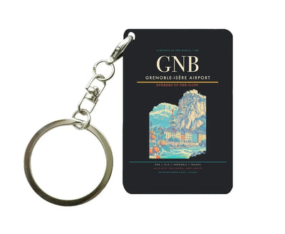Grenoble-Isère Airport (GNB) design on black key chain
