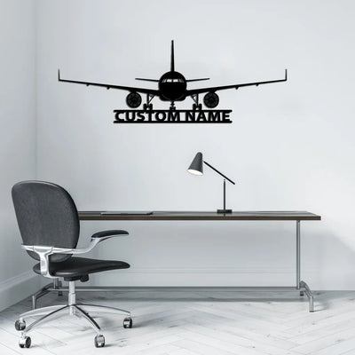 Airbus A320 Silhouette aviation design on durable metal with painted finish metal wall sign.