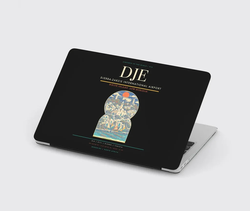 Djerba-Zarzis International Airport (DJE) design on black MacBook case