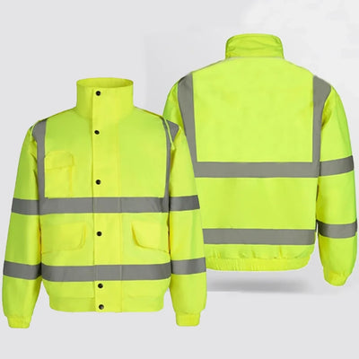 NO aviation design printed on insulated shell with high-visibility reflective panels reflective winter jacket.