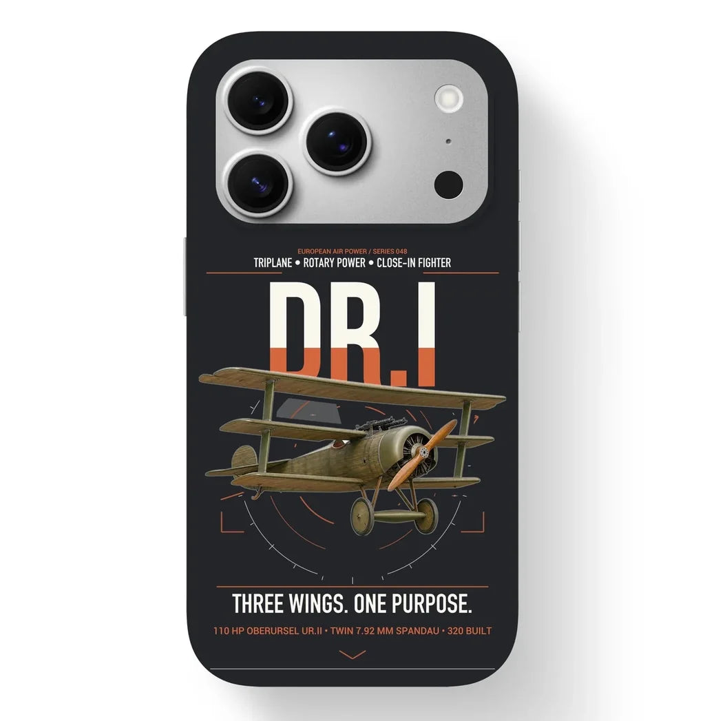 Fokker Dr.I design on black magsafe iphone case, for iPhone 17 Pro