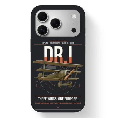 Fokker Dr.I design on black magsafe iphone case, for iPhone 17 Pro