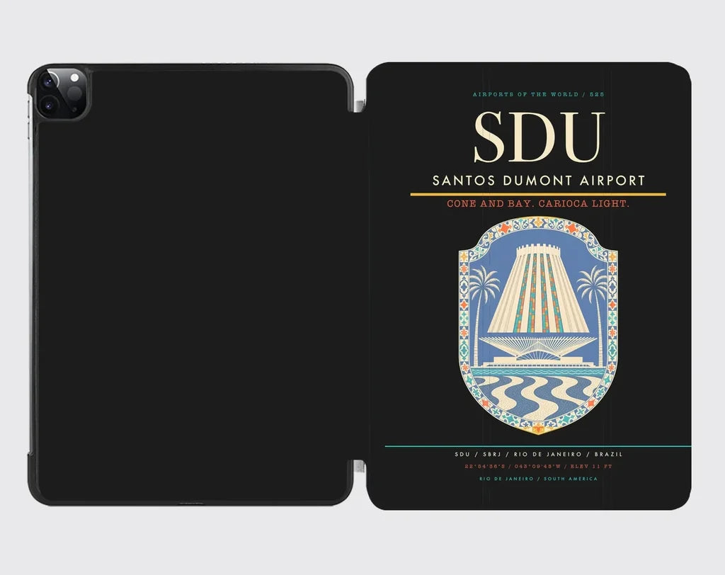 Santos Dumont Airport (SDU) design on black ipad tablet case