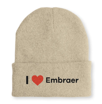 I Love Embraer Embroidered aviation embroidery on soft knit fabric beanie.