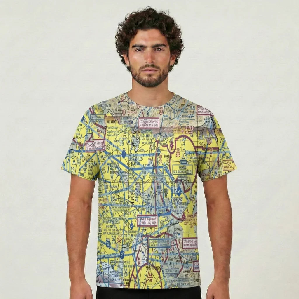 VFR Chart aviation design printed on soft cotton 3D-print T-shirt.